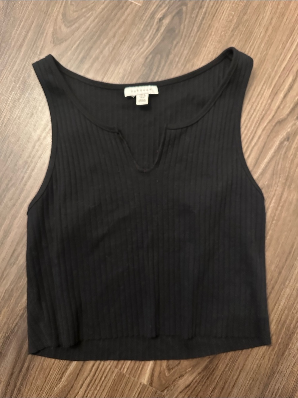 Topshop Size 8 Black Ribbed Tank Top
